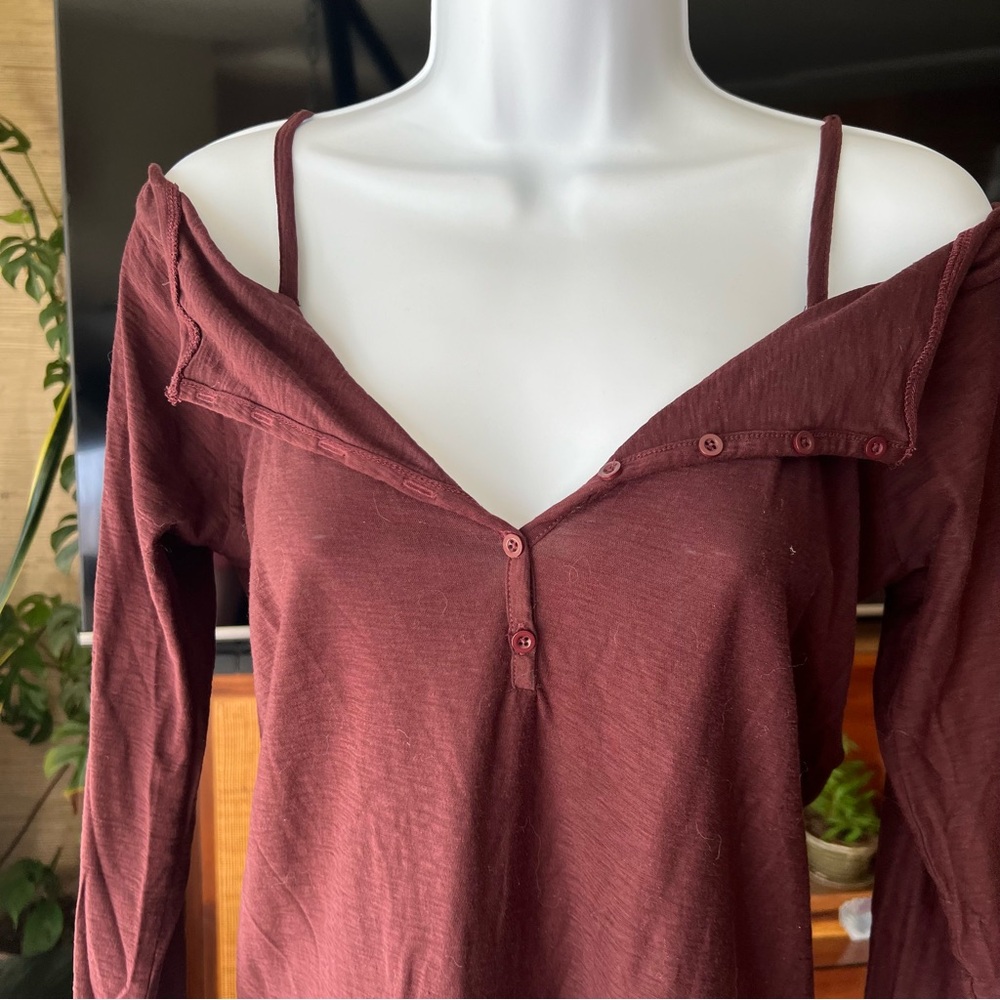 Women's Burgundy Off-Shoulder Top